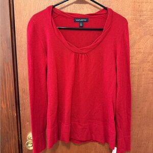 Banana Republic Red Cashmere Blend Long Sleeve Top